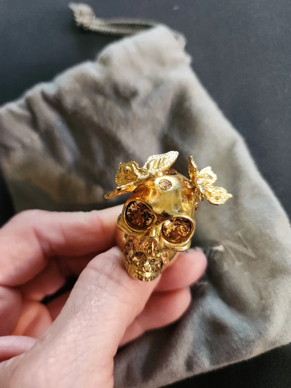 Alexander McQueen Skull & Butterfly Ring
